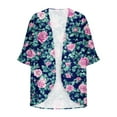 thumbnail image 5 of lcziwo Ladies Swim Cover Up Kimono Coverups Swimsuits Light Weight Chiffon Cardigans Floral Print 3/4 Sleeve Cardigan Tops Beach Outfits Multicolor XXL Ofertas de Hoy en Liquidación, 5 of 6