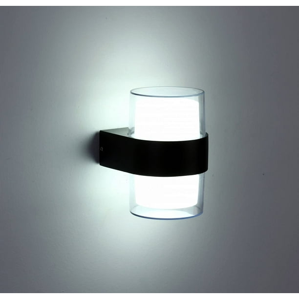 Aplique de pared exterior LED IP65, iluminación exterior impermeable, lámpara de aluminio acrílico de 10 W, adecuada para patio, jardín, terraza, pasillo, paso, cuadrado (redonda, blanco frío)