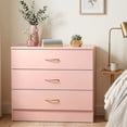 thumbnail image 2 of Ktaxon 3-Drawer Dresser Pink with Metal Handles Bedside Night Stand Bedroom, Pink, 2 of 11
