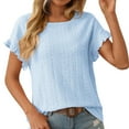 thumbnail image 2 of HOWPAY Womens Summer Tops Short Sleeve Crew Neck Solid Color T Shirts Loose Fit Baggy Work Tee Tops Comfy Lightweight Vintage Y2K Streetwear BU2 XL, 2 of 6