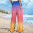 thumbnail image 5 of USNSM Wide Leg Pants for Women Rainbow Colored Drawstring Stretchy Casual Pants Fall Baggy Hiking Palazzo Trousers Pink M, 5 of 5