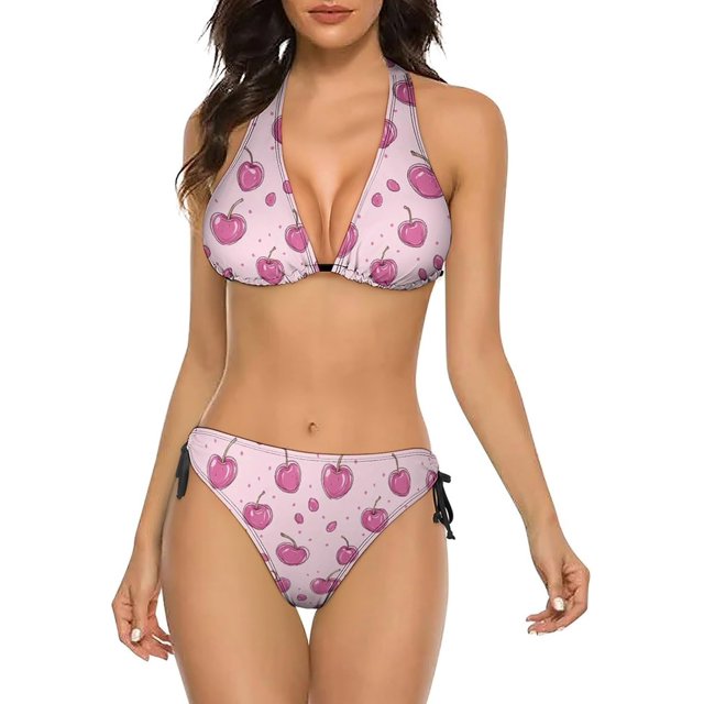 NICKSUN Women's Bikini Sets, Cute Print Two Piece Bathing Suits Sexy Halter Padded Bikini Swimsuits