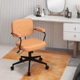 thumbnail image 2 of Giantex Mid Century Leather Office Chair, Height Adjustable Desk Chair w/Rocking Backrest, Upholstered Swivel Leisure Task Chair, 2 of 6