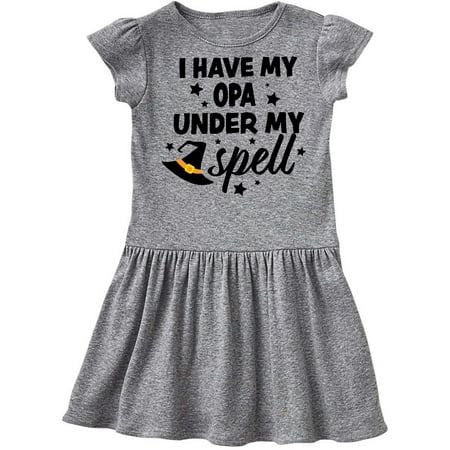 

Inktastic I Have My Opa Under My Spell with Cute Witch Hat Gift Toddler Girl Dress