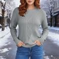 thumbnail image 7 of Cable Knit Sweaters for Women Trendy Fall Winter Loose Fit Crewneck Pullover Solid Color Casual Long Sleeve Tops (XL, Gray), 7 of 7