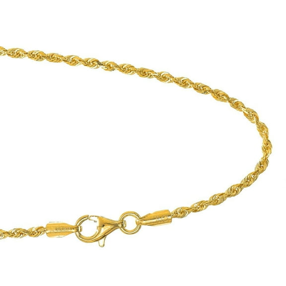 JewelStop 10k Solid Yellow Gold 2.0 mm Diamond-cut Rope Chain Bracelet 7" Lobster Claw - 2.39gr.