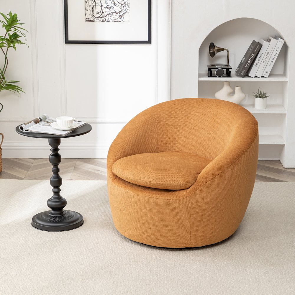 Roundhill Furniture Winnie Modern Barrel Chair, 360° Swivel