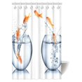 thumbnail image 1 of BSDHOME Golden Fish Flying Fish Shower Curtain, A Goldfish Jumping Out of the Fishbowl Polyester Decorative Bathroom Shower Curtain Set with Hooks, 48 X 72 Inches, 1 of 2