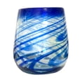 thumbnail image 5 of Mexican Stemless Wine Glass | Hand-Blown Blue Swirl (1Piece), 5 of 7