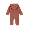 thumbnail image 7 of Franhais Newborn Baby's Solid One-piece Rompe, Long Sleeve Front Single Breasted Hooded Bodysuit with Two Front Pockets, 7 of 7