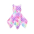 thumbnail image 2 of Girls Dress Rainbow Colorful Fish Scale Mermaid Hanky Hem Tail Princess 8 Years, 2 of 6