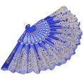 thumbnail image 4 of Miangastore Large Folding Hand Fan Chinese Style Printed 1 Set Foldable Fan Festival Gift Performance Fan Blue, 4 of 5