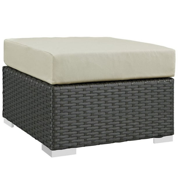 Hawthorne Collection Patio Square Ottoman in Canvas Antique Beige
