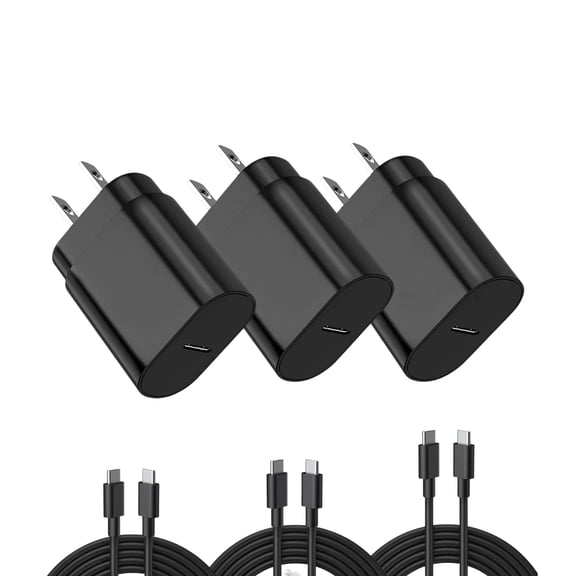 Phone Charger USB C Charger Block, Dual Port Type C Wall Charger Fast Charging Adapter Cube for i Phone 15/15 Pro/15 Pro Max/15 Plus/XS/XR/X,i pad, Sam sung, More,3 Pack White