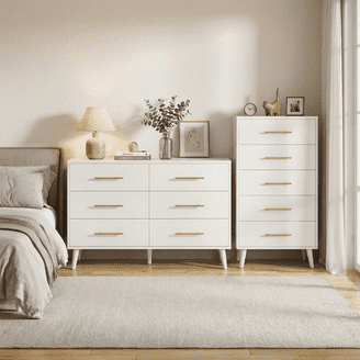 Kappesberg Linden 3-Piece Bedroom Set – 6-Drawer Dresser and Two 2