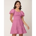 thumbnail image 3 of Moomaya Chic Cotton Dress For Women, Short Layered Sleeve Tiered Summer Dress, 3 of 9