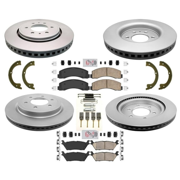 Fits 2018-2021 Ford Expedition Front & Rear Coated Brake Rotors Brake Pads 8pc