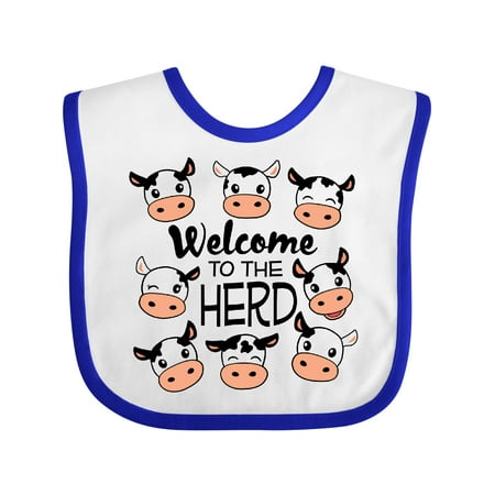 

Inktastic Welcome to the Herd with Cute Black and White Holstein Cows Gift Baby Boy or Baby Girl Bib