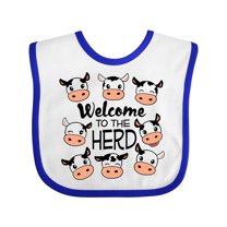 Inktastic Welcome to the Herd with Cute Black and White Holstein Cows Boys or Girls Baby Bib