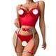 thumbnail image 4 of Gibobby Conjunto ropa interior mujer Conjunto de lencería for Mujer Conjunto de lencería con Liguero y corpiño de Encaje Floral(Rojo, G), 4 of 5
