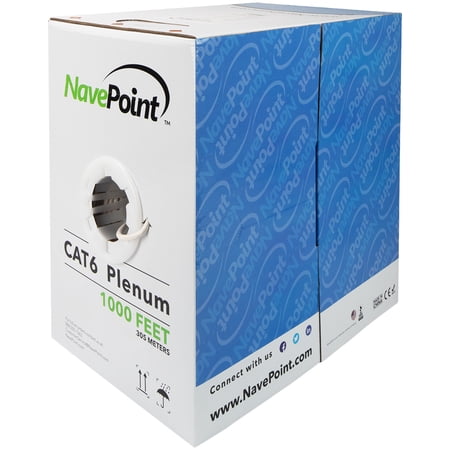 NavePoint Cat6 Plenum (CMP)  1000ft  White  Solid Bare Copper Bulk Ethernet Cable  550MHz  23AWG 4 Pair  Unshielded Twisted Pair (UTP) price history on PriceWatchPro