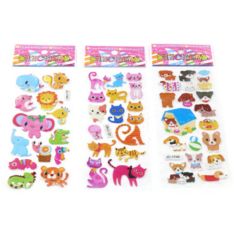 5sheets 3D Bubble Sticker Toys Bambini bambini animali classici adesivi regalo G 
