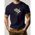 thumbnail image 1 of T-shirt Homme Cassette & Enregistreur Imprimé Manches Courtes Design Vintage Tech Col Rond, 1 of 5