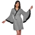 thumbnail image 1 of Moomaya Robe Courte Imprimée pour Mariée Préparation Manches Cloche Peignoir Femmes Enveloppe, 1 of 6