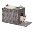 thumbnail image 1 of Arenero para Gatos, Caja de Arena, Bandeja Lavable Extraíble, Casa para Gatos, Mesa Auxiliar, 1 of 7