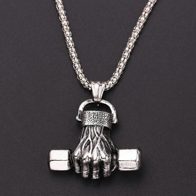 Hip-hop Dumbbell Weightlifting Master of Sports Pendant Necklace Cool For Man Collar Rock Rapper Jewelry Street Style Jewelry