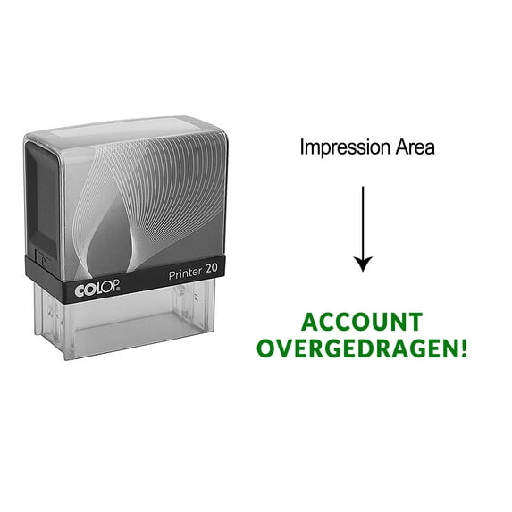 eloria Account Overgedragen Self Inking Rubber Stamp Business Custom Stamp Office Stationary, Color: Green Ink