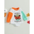 thumbnail image 3 of Bagilaanoe Newborn Baby Boy Halloween Romper Sweatshirt Long Sleeve Bodysuit Letter Print Pullover 3M 6M 12M 18M Infant Casual Tee Tops, 3 of 9