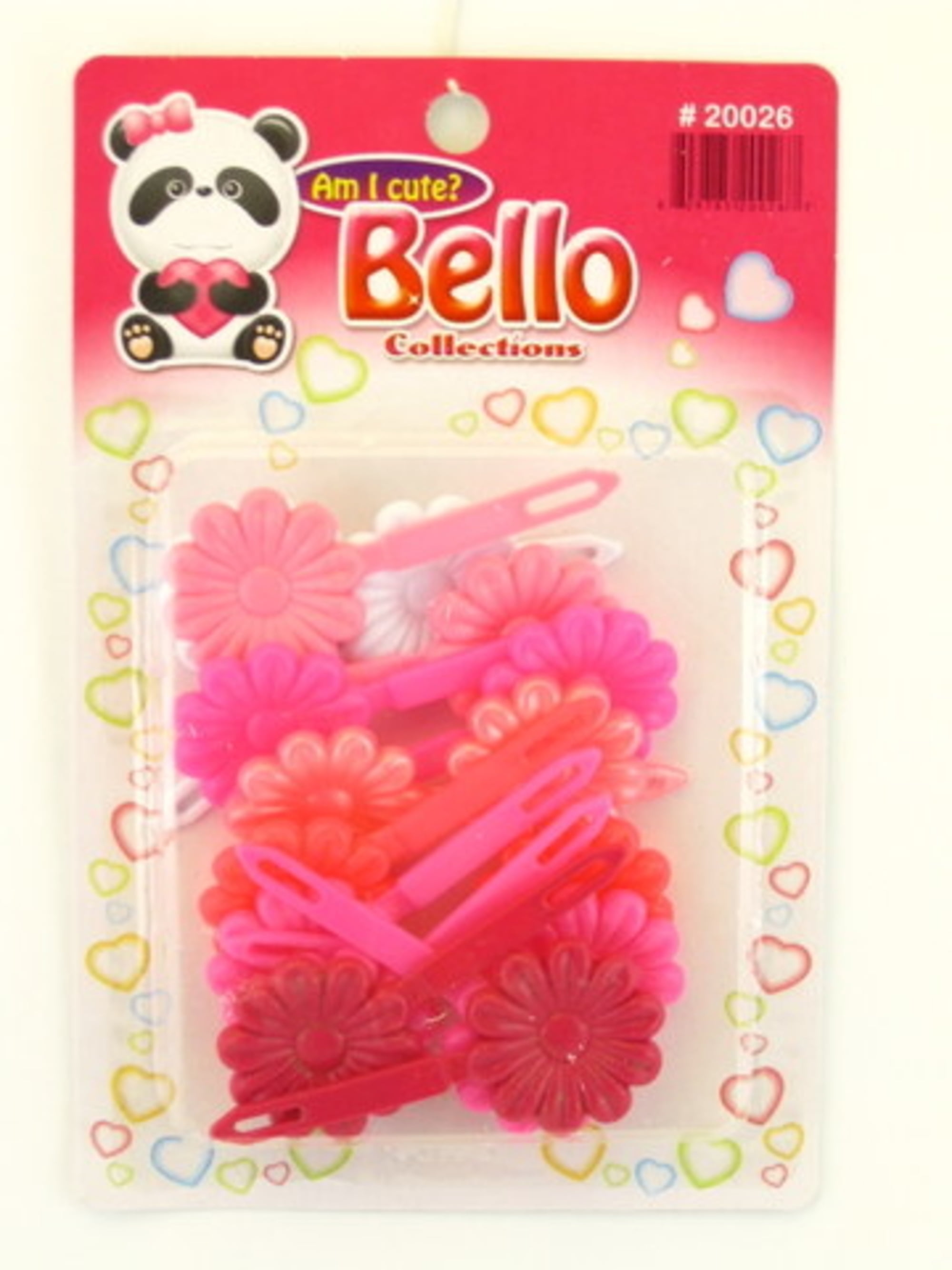 Dsk Bello Girls Self Hinge Plastic Flower Hair Barrettes Pink & White