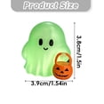 thumbnail image 3 of Halloween Ghost Figurine with Pumpkin Bucket, Resin Polished Cute Ghost Statue, Small Tabletop Halloween Ghost Decor for Home, Office, Tiered Tray, Fall Party Ornament, 3 of 5