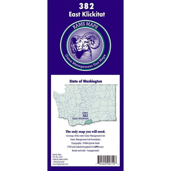 Big Sky Maps East Klickitat GMU Map 382