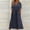 Blue, variant on FRSASU Women's Summer Long Maxi Dresses Short Sleeve V Neck Casual Button Dress with Pockets White