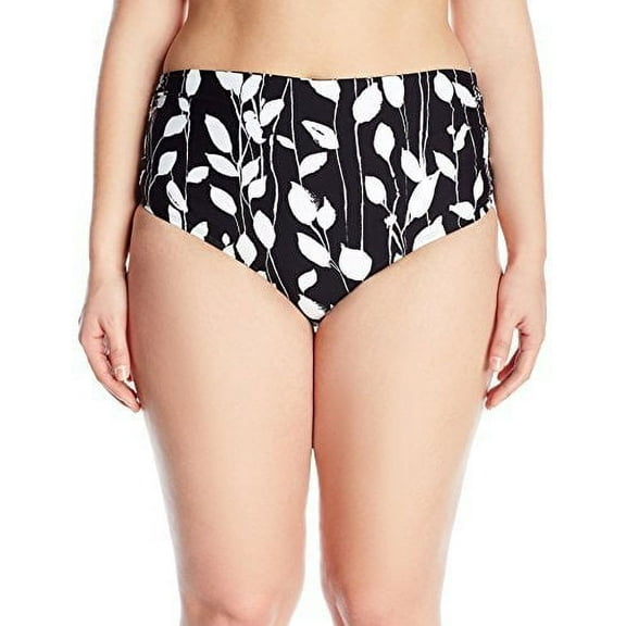 Anne Cole BLACK/WHITE Plus Size Vines Convertible Bikini Swim Bottom, US 24W
