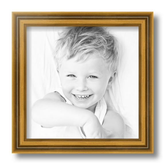 ArtToFrames 10" x 10" Gold Step Picture Frame, 10x10 inch Gold Wood Poster Frame (WOM-4548)