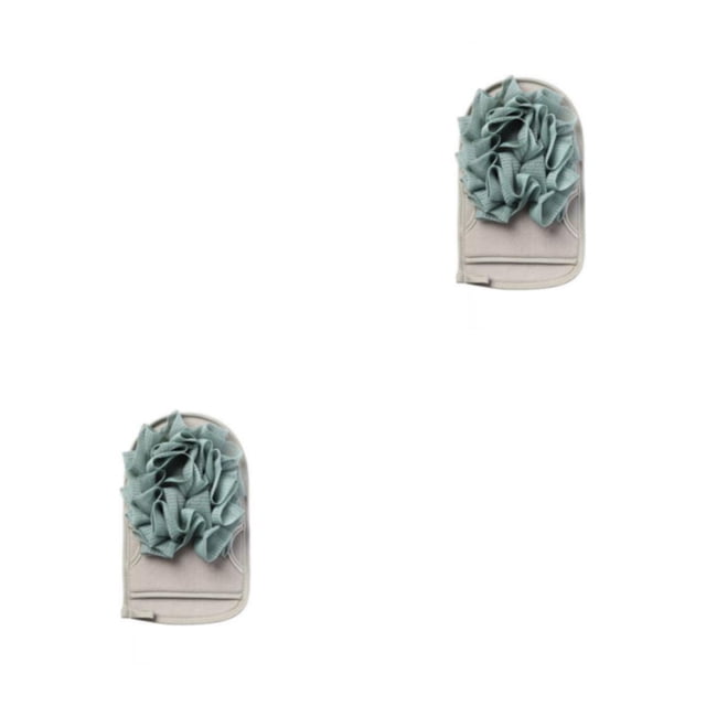 Seitruly Guantes de ducha exfoliantes portátiles de doble cara para adultos, removedor de piel muerta para el hogar, guante de baño, depurador Gris azul 2Conjunto