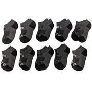 Fila Kids Boys 10-Pack Half Cushion No Show Socks Basic Logo - Charcoal Heather, Boys Small Shoe Sizes 7-10