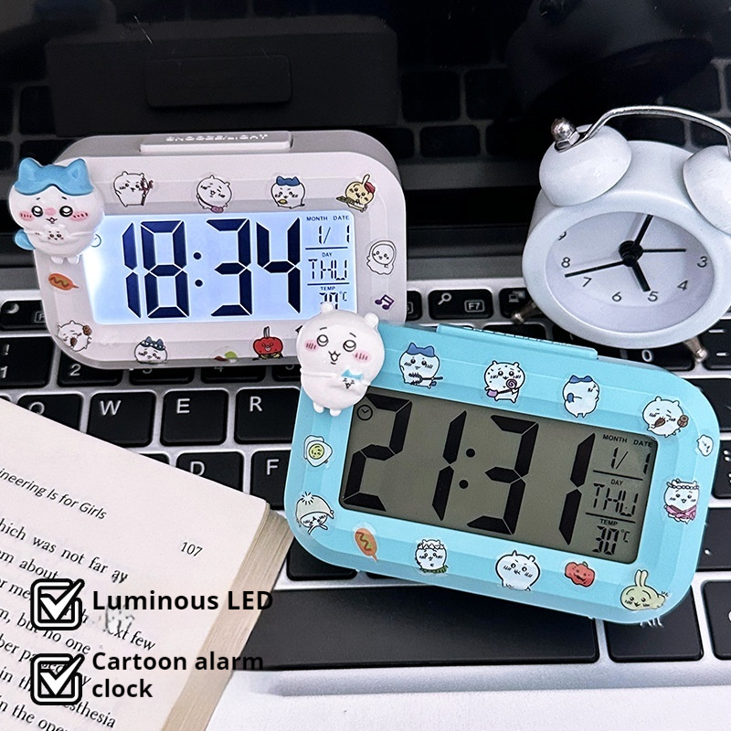 Chiikawa Style Multifunctional Alarm Clock For Learning Timed Night Light Exquisite Desktop Clock Cute Alarm Clock Gift