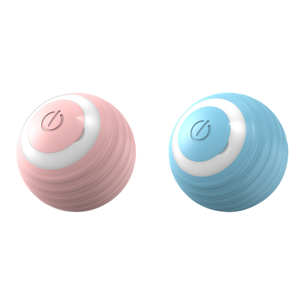 Juguete interactivo para gatos con luces LED, bola rodante que rebota en movimiento automático, color rosa