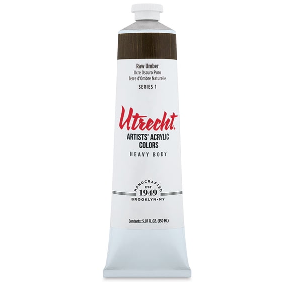 Utrecht Artists' Acrylic Paint - Raw Umber, 5 oz tube