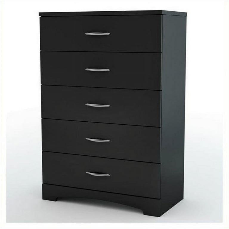 South shore maddox dresser with chest store and nightstand set in pure black