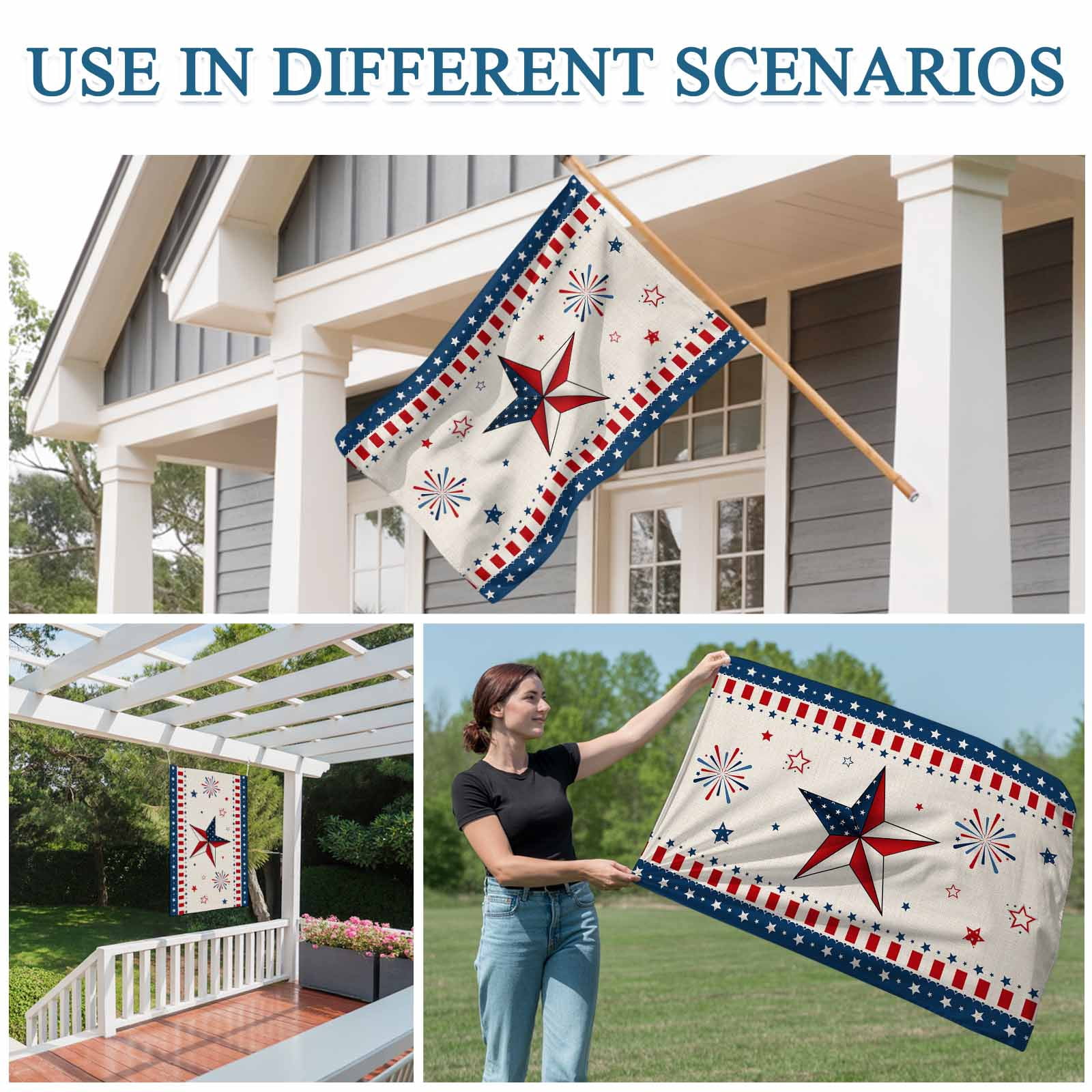 4th of July Flags for Outside 3x5 ft American USA Flag Outdoor Flags Double Sided Grommets House Banner Patriotic Star Red Stripes Patio Yard Flag for Outdoor Party Porch Independence Day