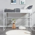 thumbnail image 5 of Metal Loft Bed Full Size, Heavy Duty Loft Bed Frame with Safety Guard Rails & Flat Ladder, Space-Saving Design & Noise-Free, for Bedroom, Dorm, Apartment (White, Twin), 5 of 18