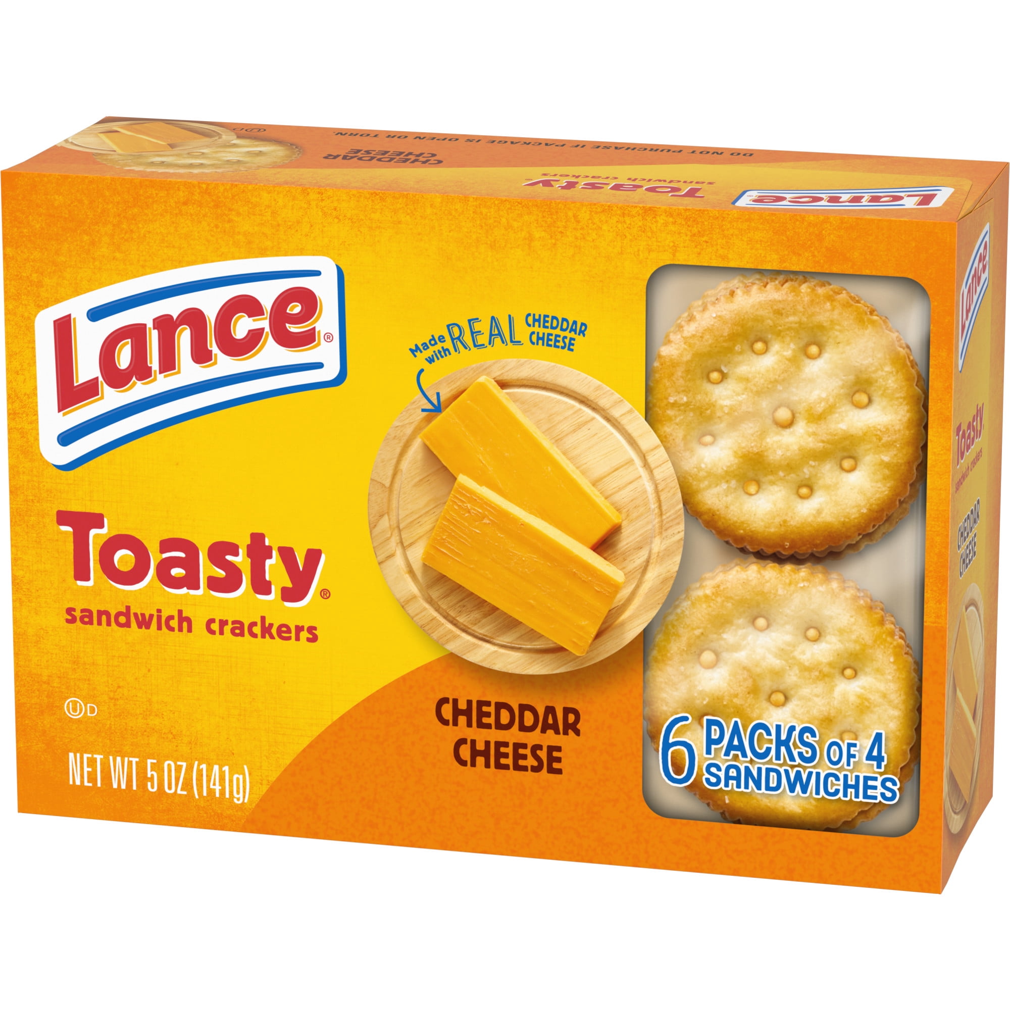 Lance Sandwich Crackers, Toasty Cheddar, 6 Individually Wrapped Packs, 4 Sandwiches Each