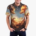 thumbnail image 2 of Cauagu Red And Gray Flame Fox Print Men's Polo Shirts, Short-Sleeve Polo Shirts for Men Performance Golf Shirt Athletic Casual Collared T-Shirt-Small, 2 of 8