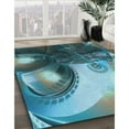 thumbnail image 3 of Ahgly Company Machine Washable Indoor Round Transitional Dark Blue Grey Blue Area Rugs, 6' Round, 3 of 7