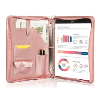 Bisofice Zippered Padfolio PU Leather Portfolio Organizer A5 Binder with  6-ring for Interview Resume Document Planner Agenda Schedule Tablet Sleeve